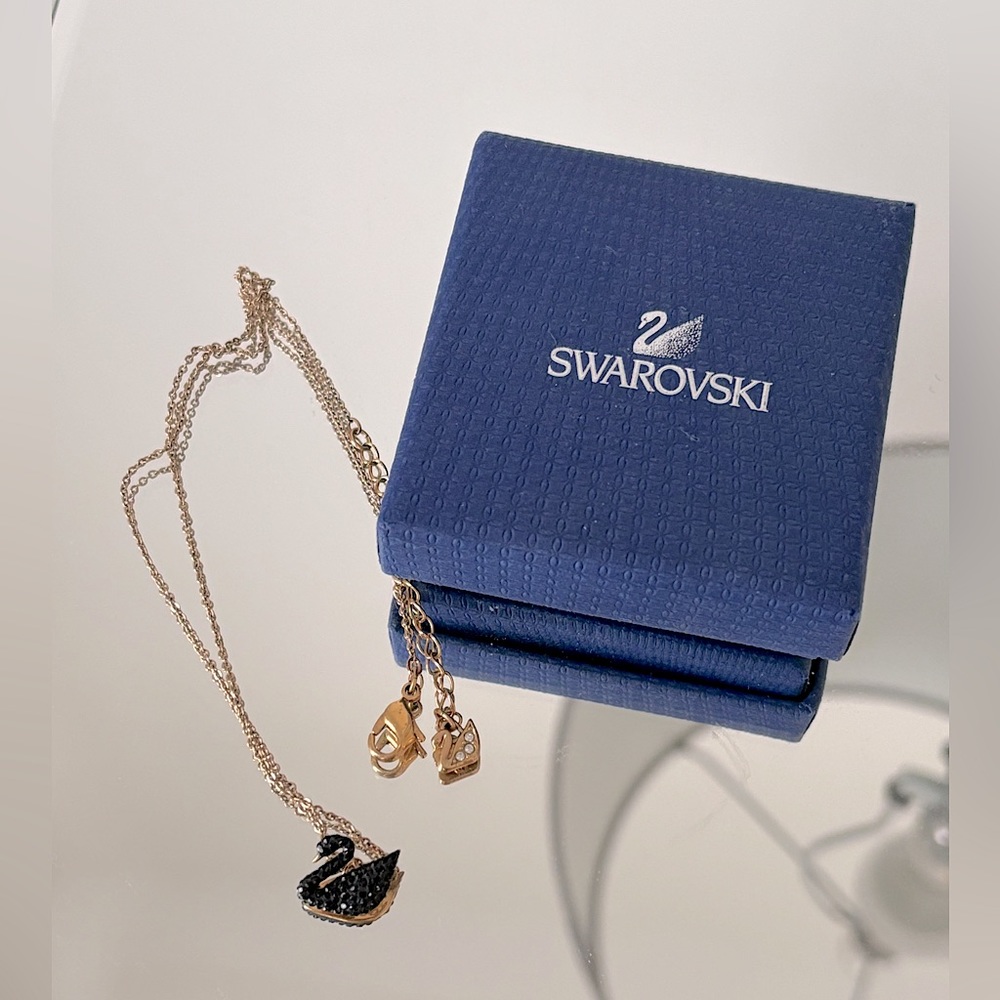 Swarovski iconic black swan pendant